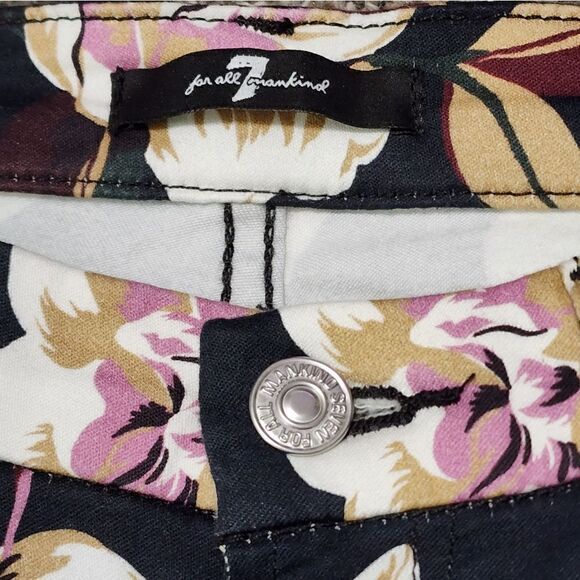7 for all mankind Navy Blue Floral spring Print Ankle Skinny Jean - Picture 9 of 16
